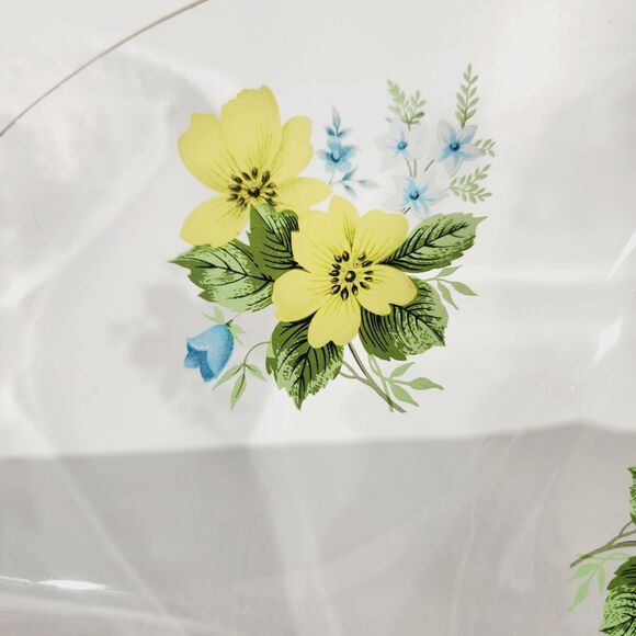 Chance Glass Floral Divided Plate Platter Decorative MCM Vtg Yellow Gold 9 1/2in - Picture 8 of 9